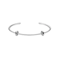 Silver-toned bracelet bangles classic open cuff with polished knot-shaped beads designed by thaddaeus