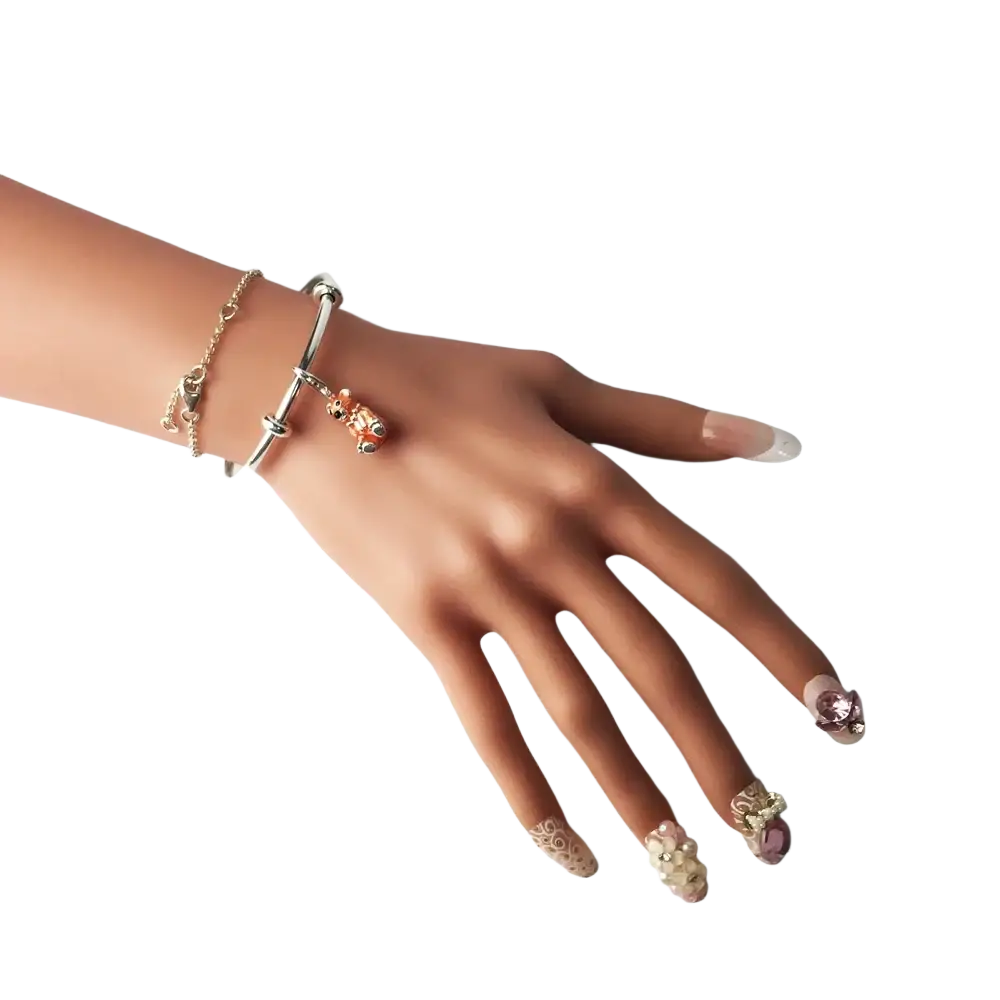 Silver-toned bracelet bangles classic open cuff featuring a detailed fox charm for elegant bangles classic design