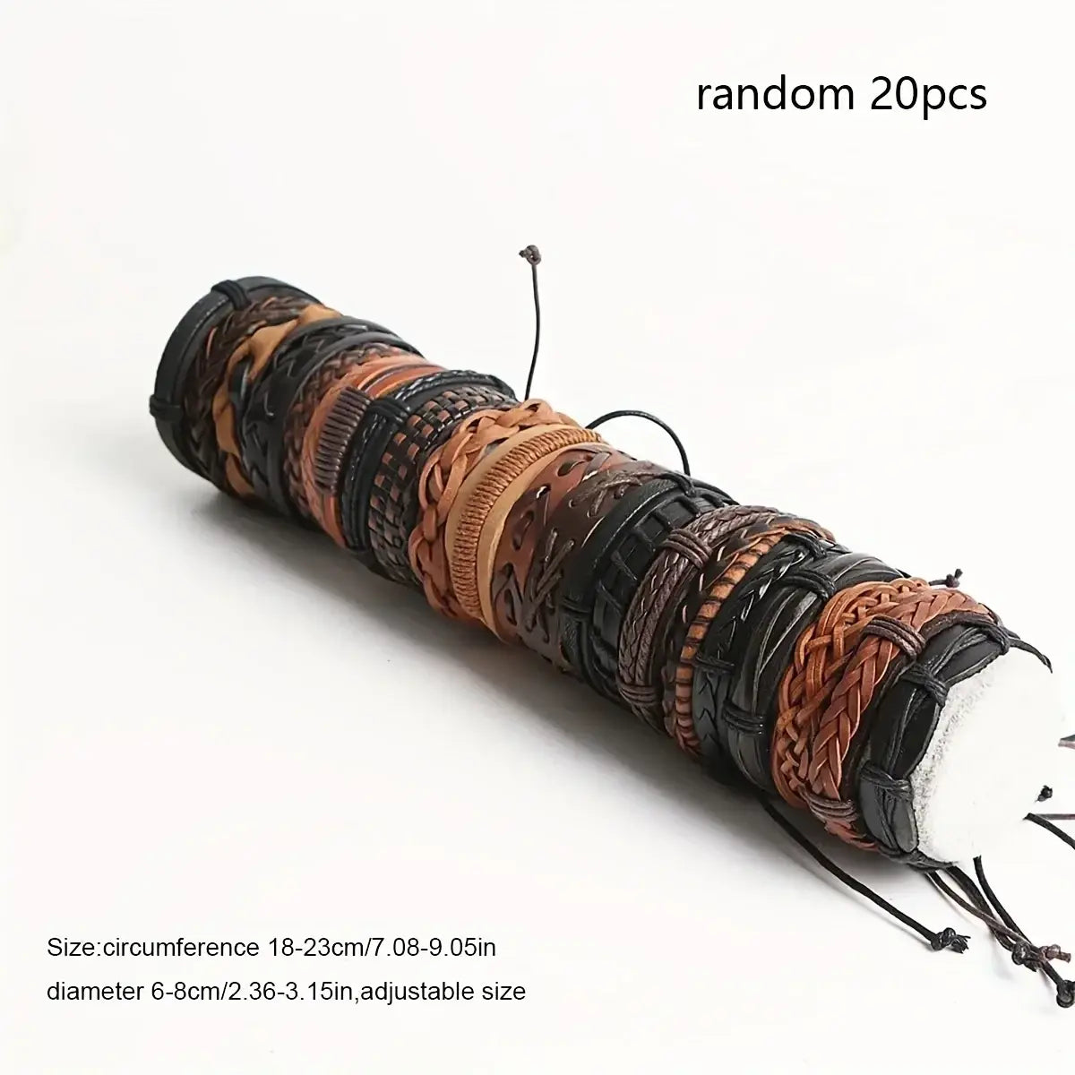 A set of braided leather bracelets in rich brown black and tan tones featuring intricate braiding and embossed designs