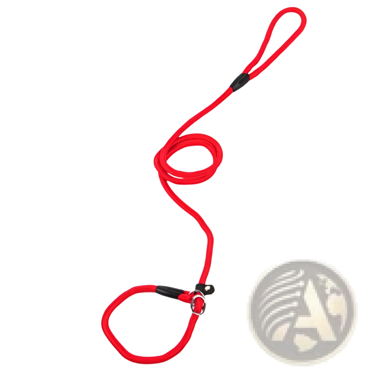Braided nylon dog leash for small and large pets in red with black plastic hardware and a metal ring