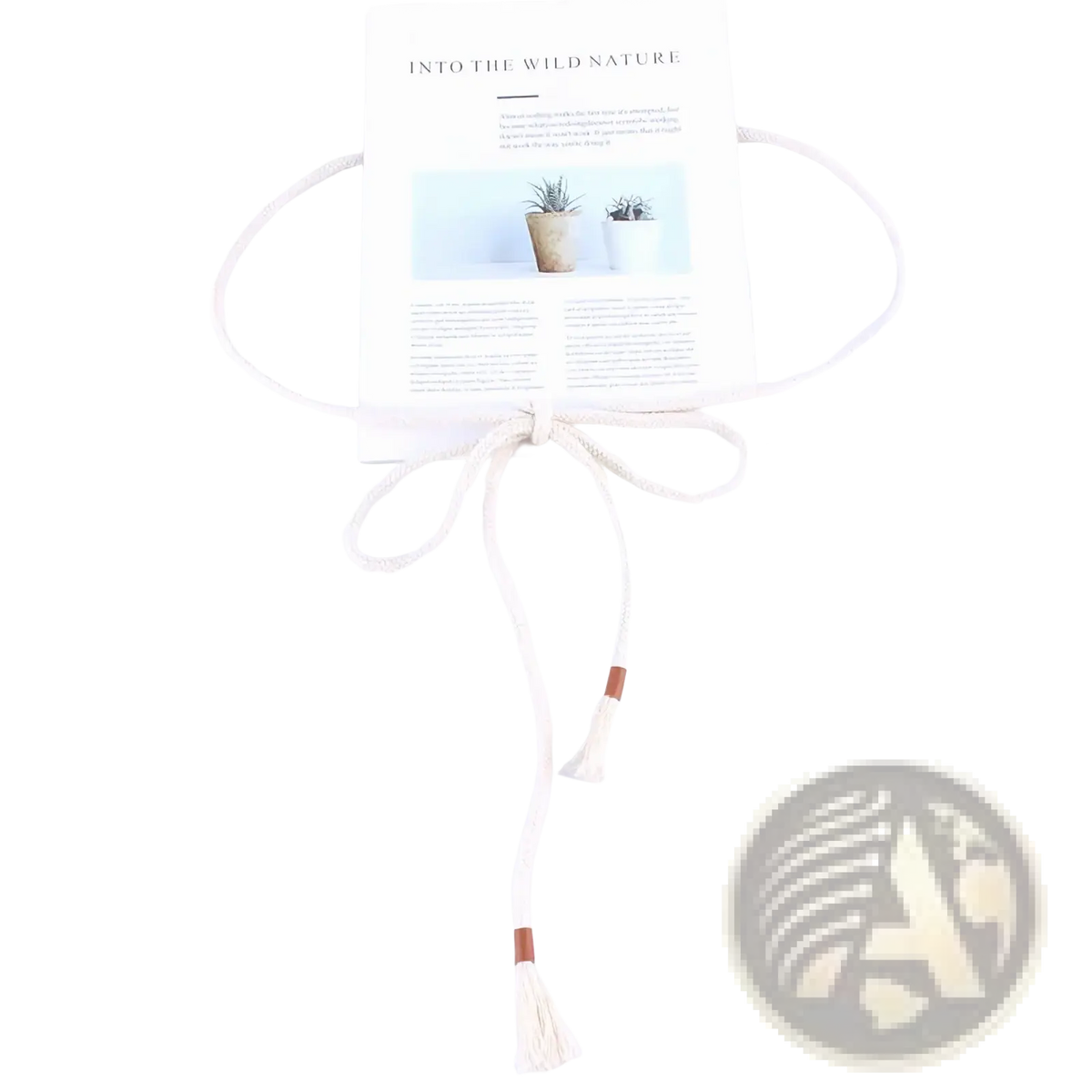 Cream-colored macrame cord braided rope belt with tassels and brown leather accents for women dress accessory