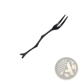 Black stainless steel dessert fork with tree branch-inspired handle measuring 12.2 cm from branch cutlery set