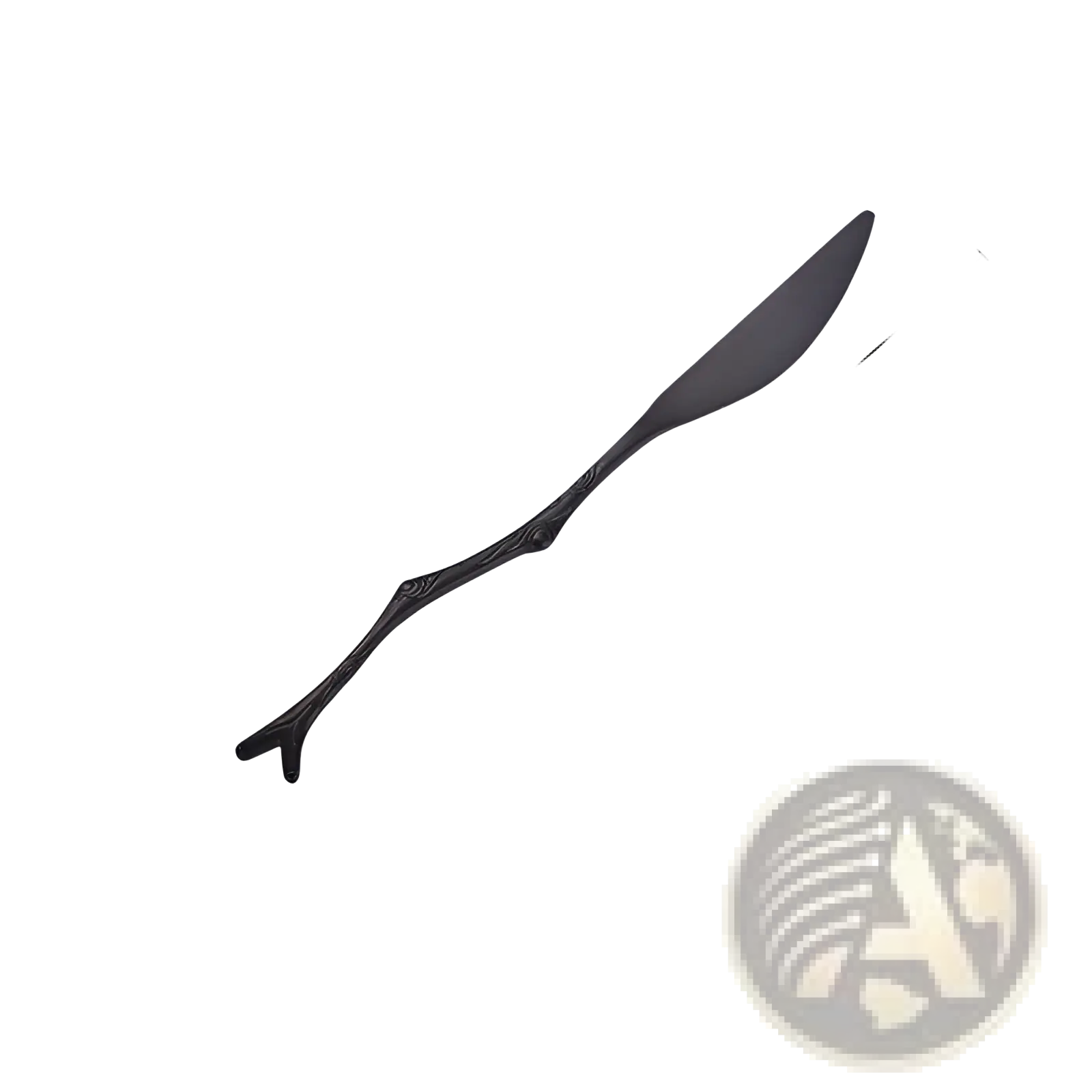 Branch stainless steel dessert cutlery set featuring a black matte knife with sleek modern design and ergonomic handle