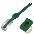 Green plastic-handled bread lame stainless steel scoring knife with silver blade and matching green protective case