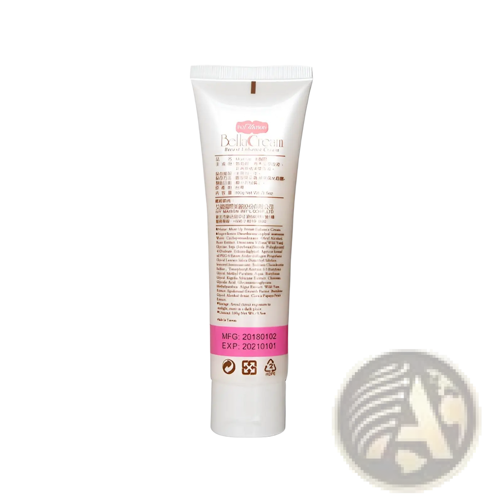 White tube of bell cream repair vitamin c face serum labeled breast enhancer cream ivy maison bella moisturizer 100g