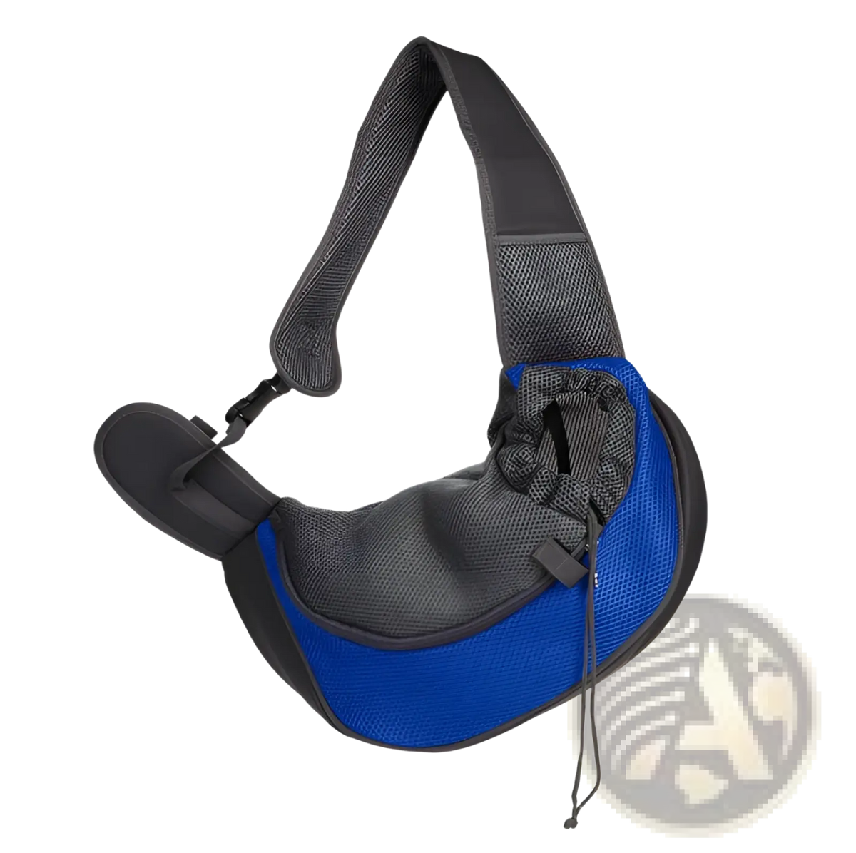 Blue and gray breathable mesh pet carrier backpack with adjustable shoulder strap for comfortable pet transport