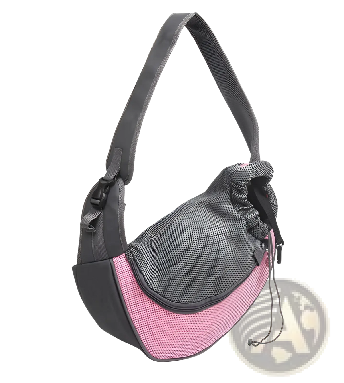 Pink and gray breathable mesh pet carrier backpack with adjustable shoulder strap for comfortable carrying