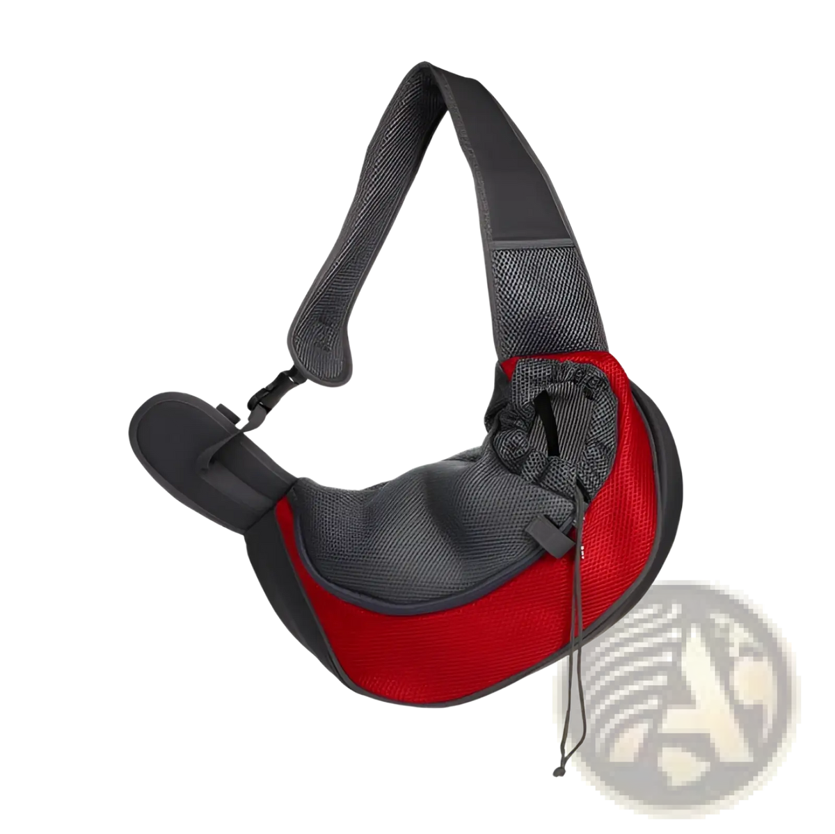 Breathable mesh pet carrier backpack in red and gray with adjustable shoulder strap for comfortable carrying