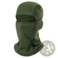 Olive green breathable mesh fabric balaclava with eye and mouth openings for motorcycle sun protection