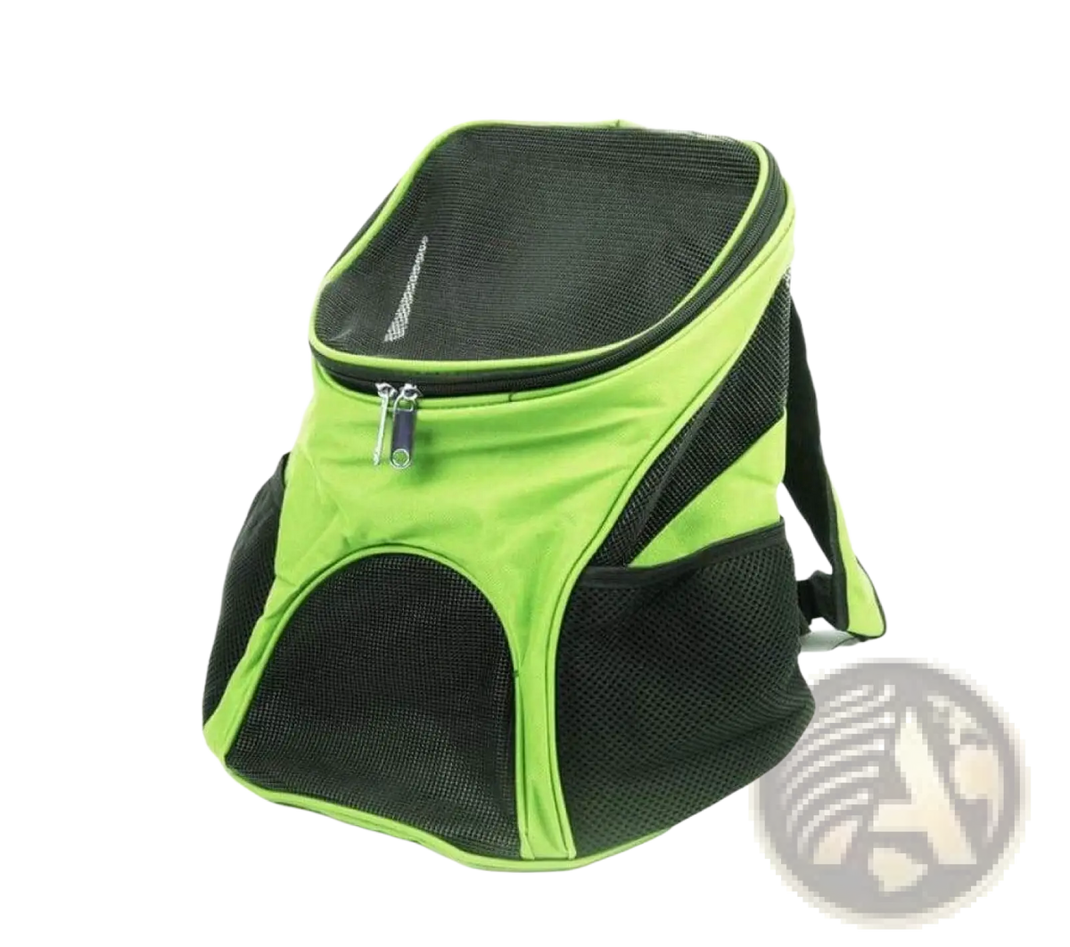 Bright lime green and black breathable mesh pet travel backpack carrier with adjustable straps