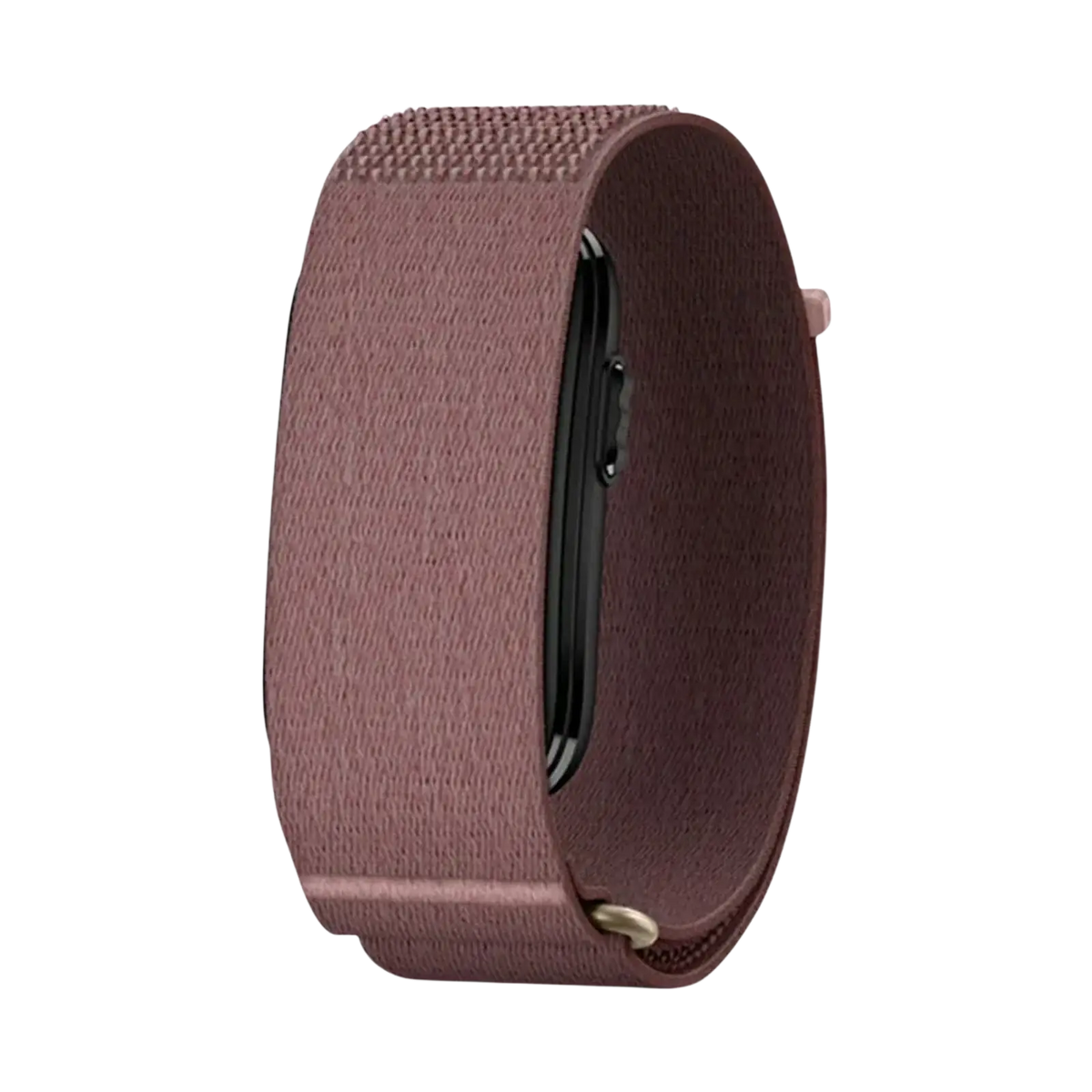 Breathable replacement strap for cirqa smart band in rose gold milanese loop with textured weave and metallic buckle