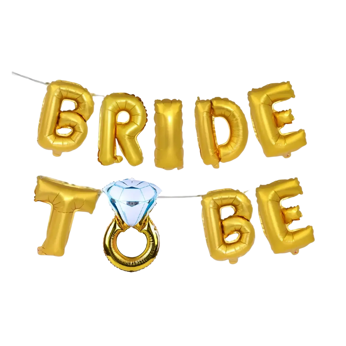 Gold foil bride to be balloon banner set with diamond ring shaped balloon for bridal shower decoration