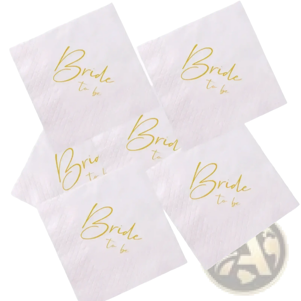 White paper napkins with gold foil bride to be text for weddings 50 pack elegant wedding paper napkins