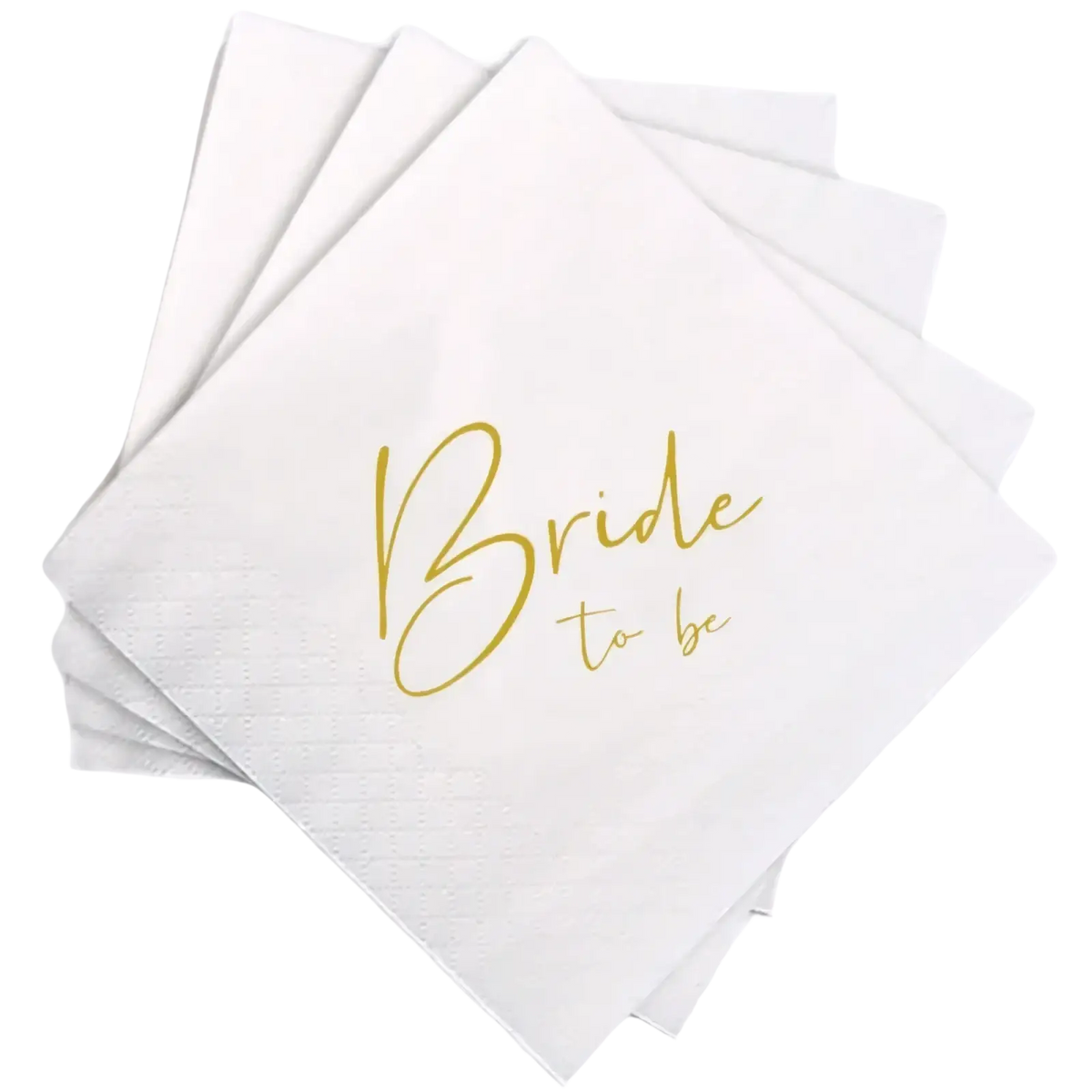 White paper napkins with bride to be printed in gold foil cursive script 50 pack wedding paper party use