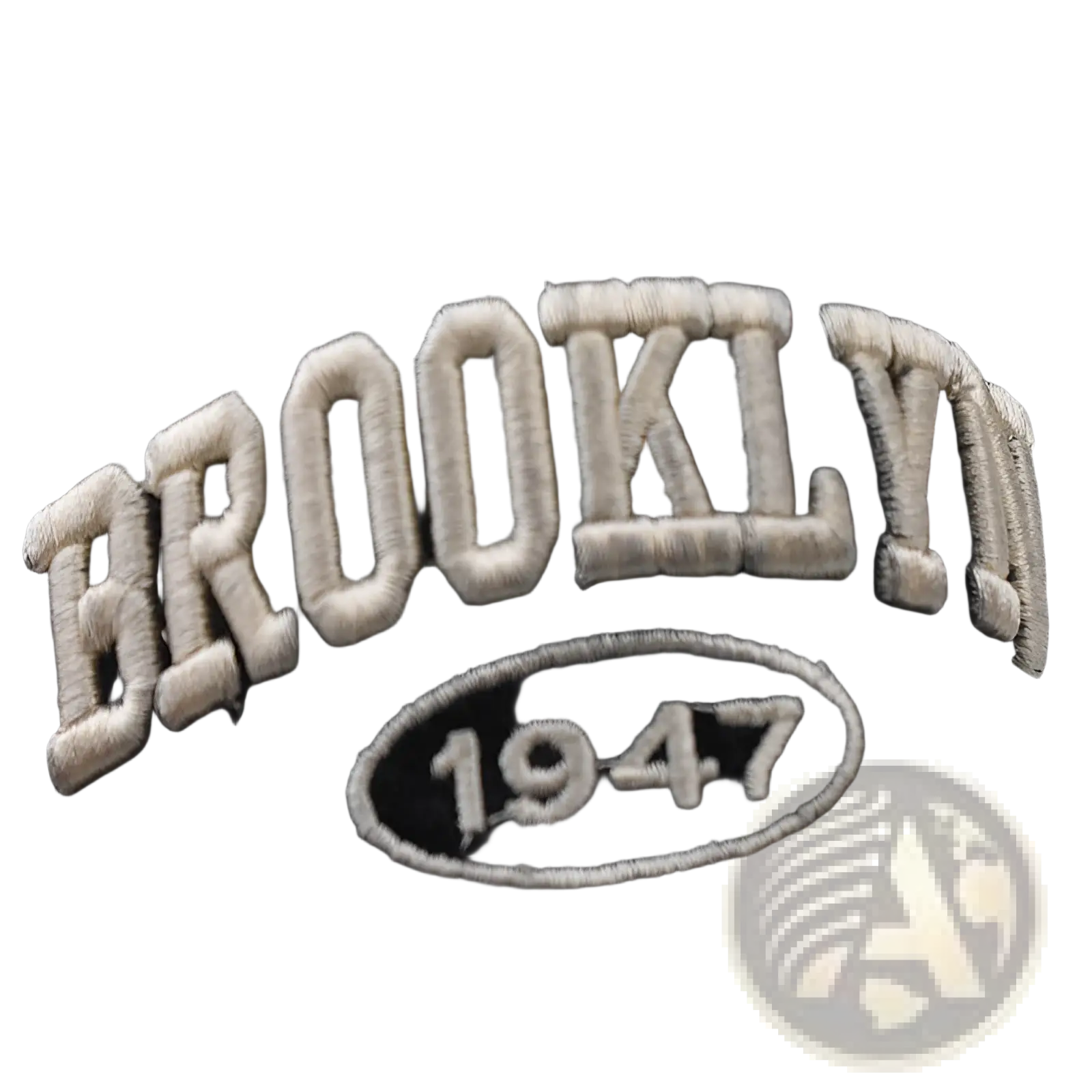 Dark gray cotton Brooklyn embroidered baseball hat featuring cream lettering and a circular 1947 emblem