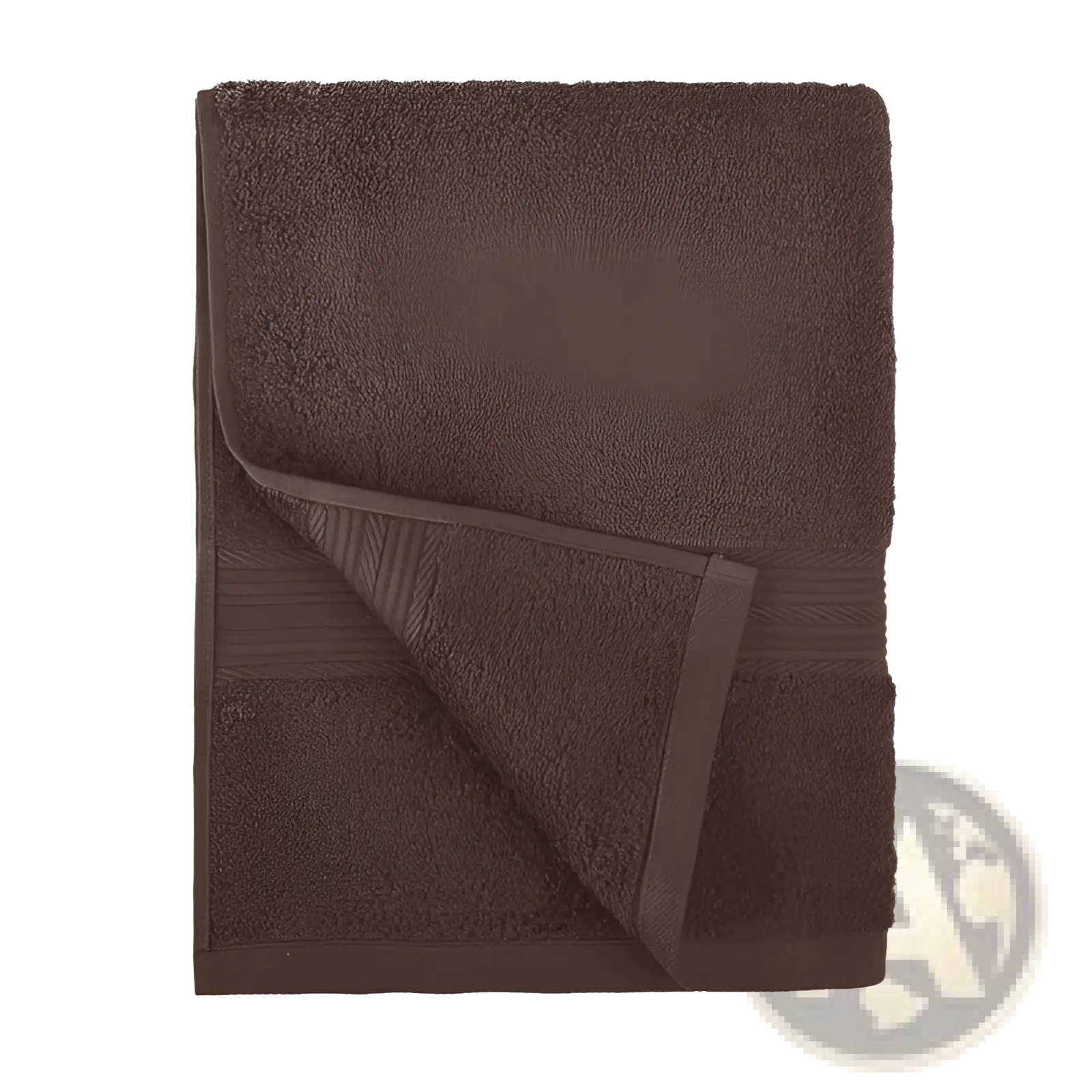 Brown coral fleece bathrobe set featuring a plush deep brown towel with soft terry cloth texture and woven border detailing