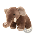 Brown elephant plush toy 25cm soft stuffed animal with gray ears white tusks and feet and black button eye