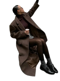 Brown wool blend overcoat for women with a classic double-breasted design and notched lapels perfect for winter commuters