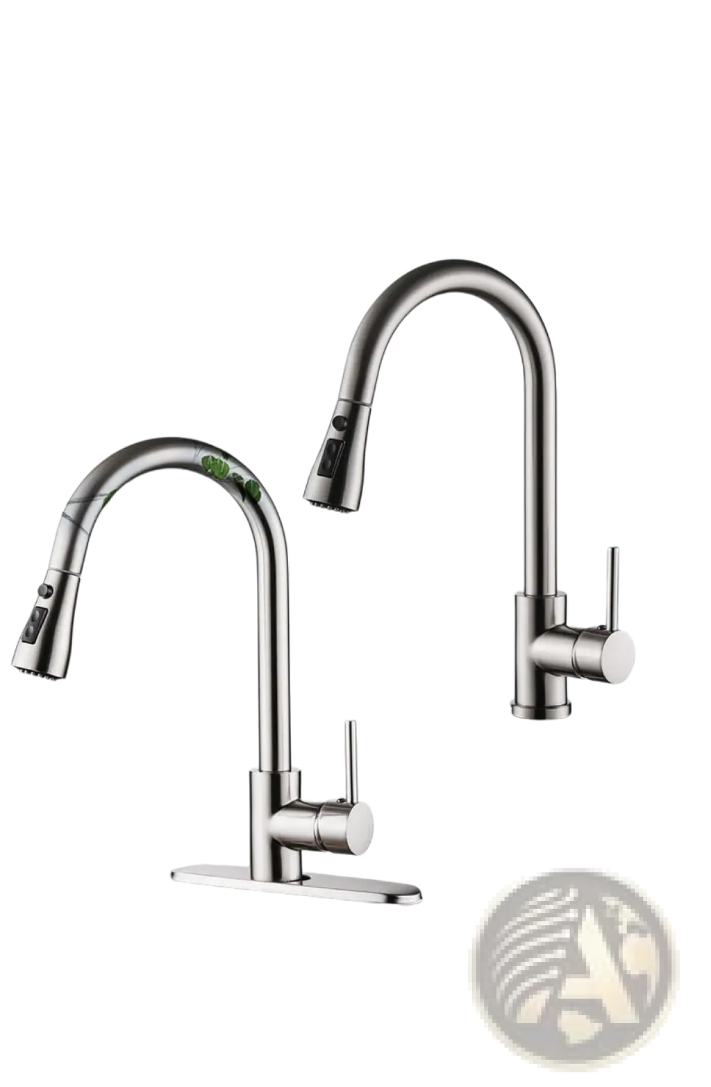 Brushed copper pull out kitchen faucet in stainless steel with sleek modern design and pull-down spray head