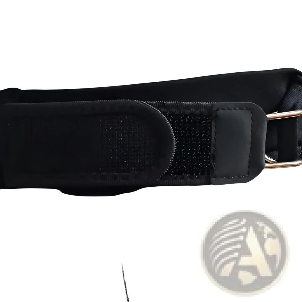 Black no buckle elastic waist belt unisex made of nylon with a matte black buckle and silver-toned hardware