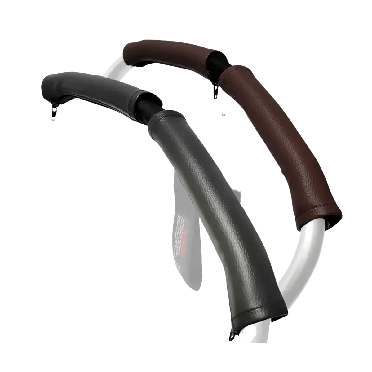 Black and brown pu leather stroller handle covers for bugaboo bee featuring durable grip design