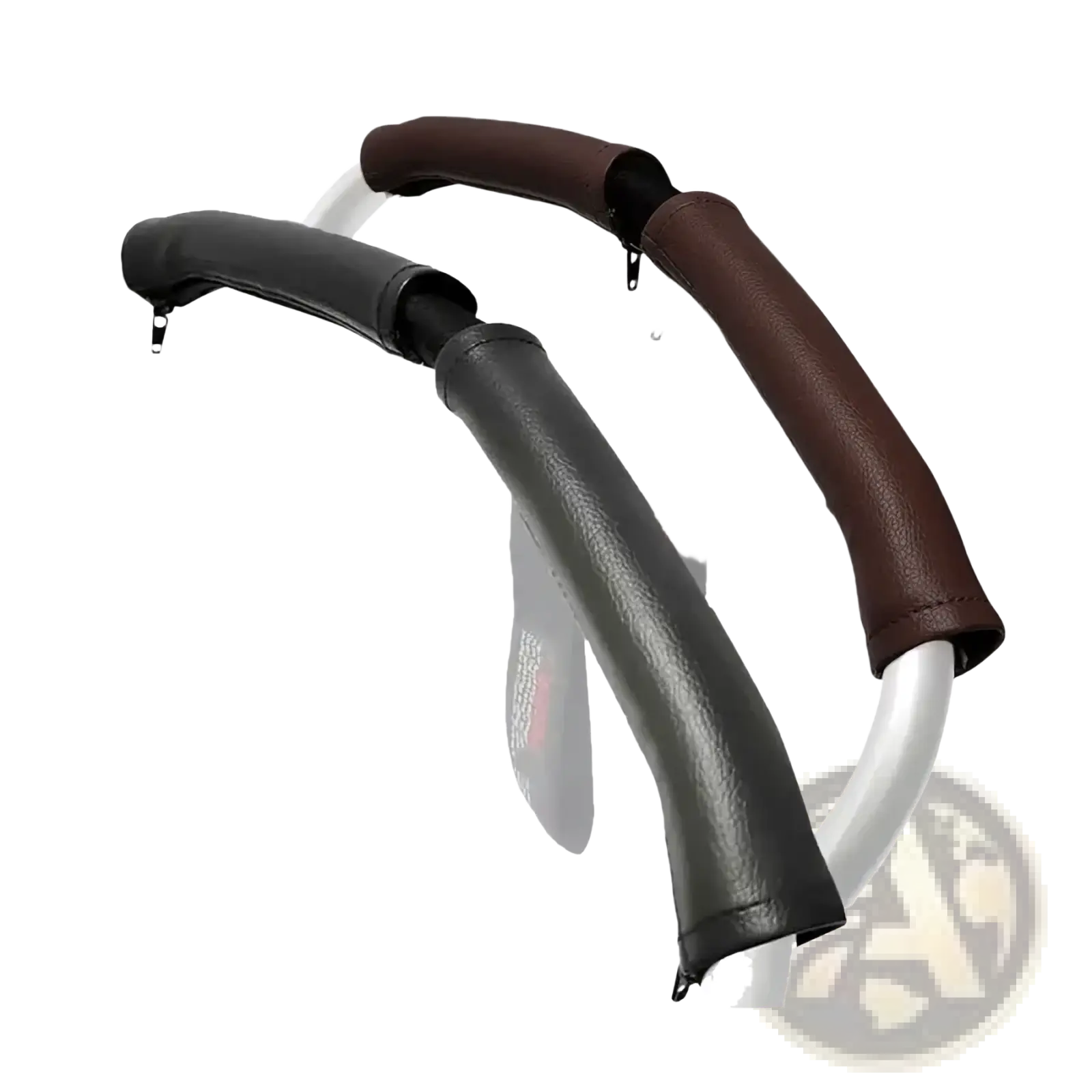 Black and brown pu leather stroller handle covers for bugaboo bee featuring durable grip design