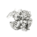 A detailed pencil sketch of a robotic tiger made from interlocking mechanical parts for a building block puppy toy model