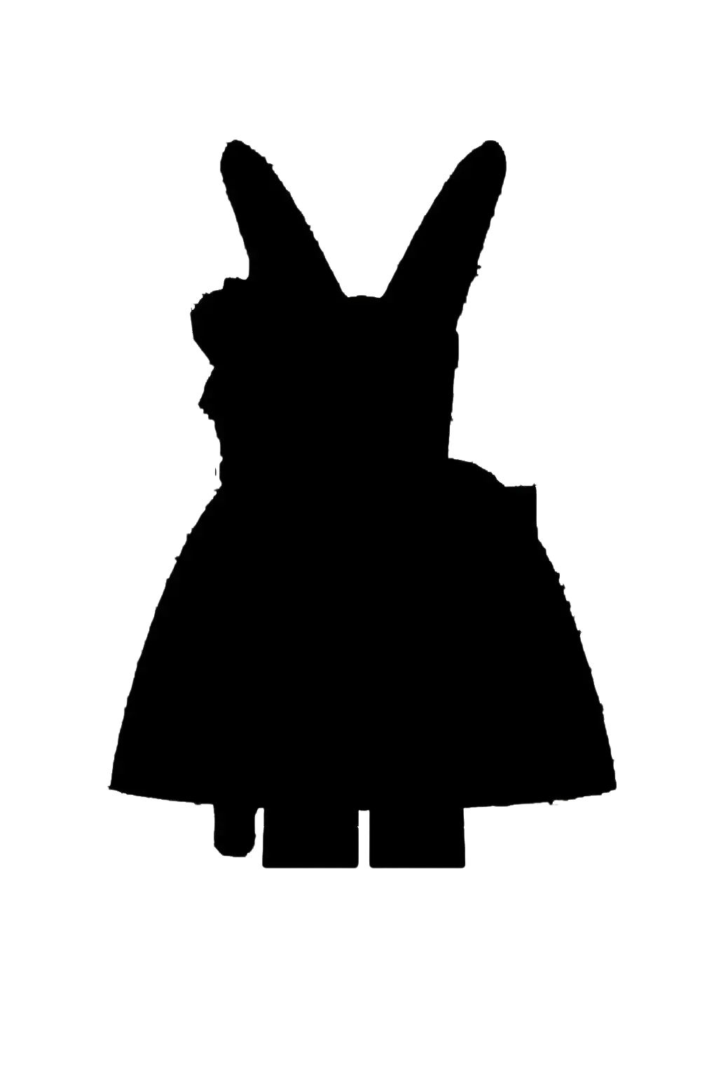 Black silhouette of bunny-eared dress with puffy sleeves from building block x0258 x0259 anime hero action figures