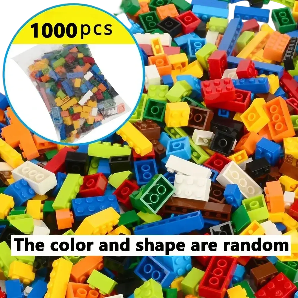 A vibrant assortment of 1000 assorted color plastic building blocks for diy creative building and construction projects