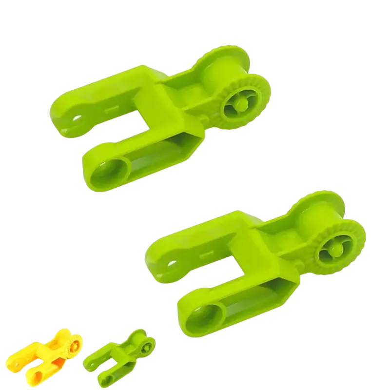 Bright lime green plastic building blocks toy car connector with wheel design for Duplo compatible train car toys