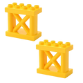 Bright yellow plastic building block with x-shaped crossbar design for building blocks duplo compatible train car toys