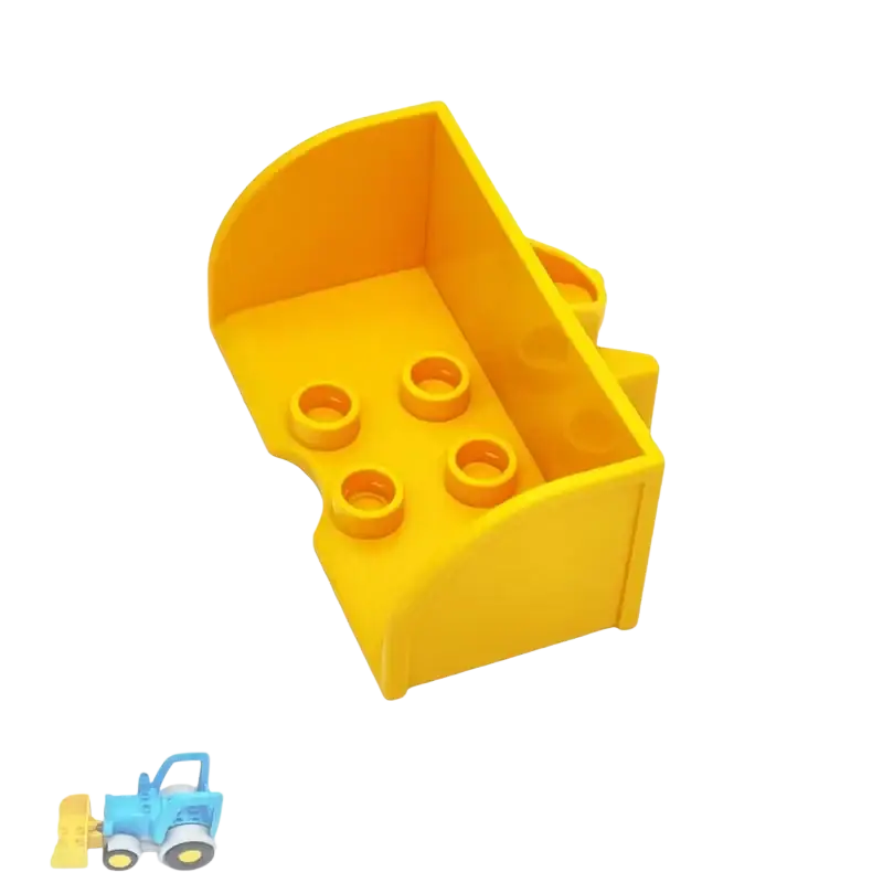 Bright yellow plastic building blocks Duplo compatible train car toy with curved top and four circular studs