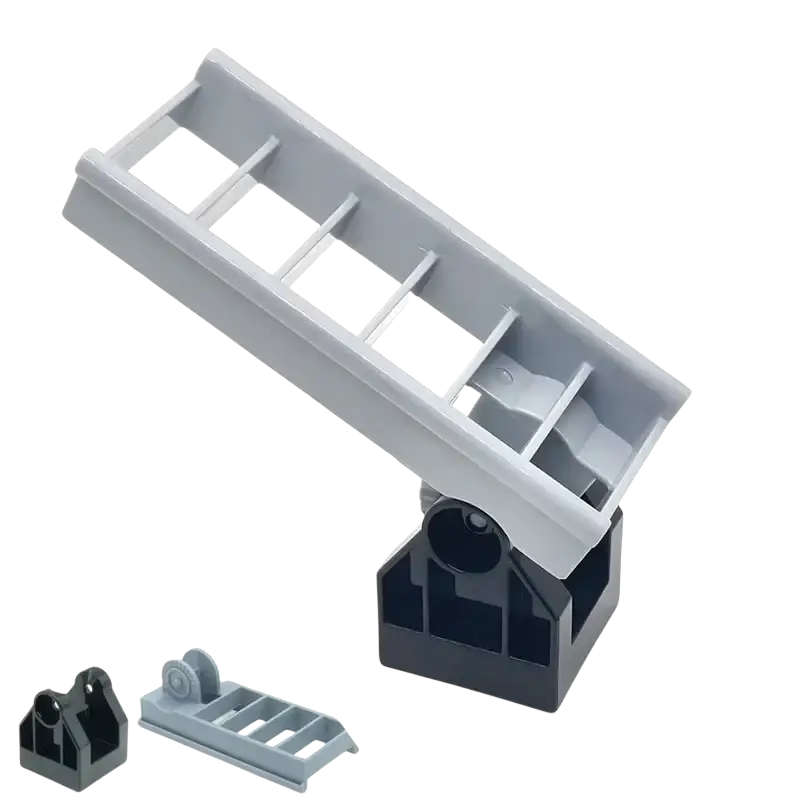 Gray plastic ladder-style shelf bracket with black base 9.5cm long for building blocks duplo compatible train car toys
