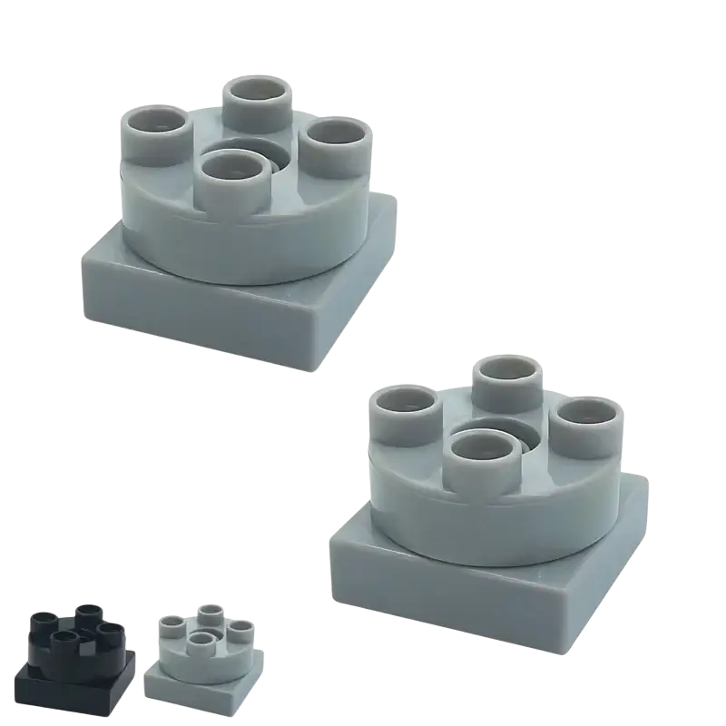 Gray plastic building blocks baseplate connector with four studs for duplo compatible train car toys