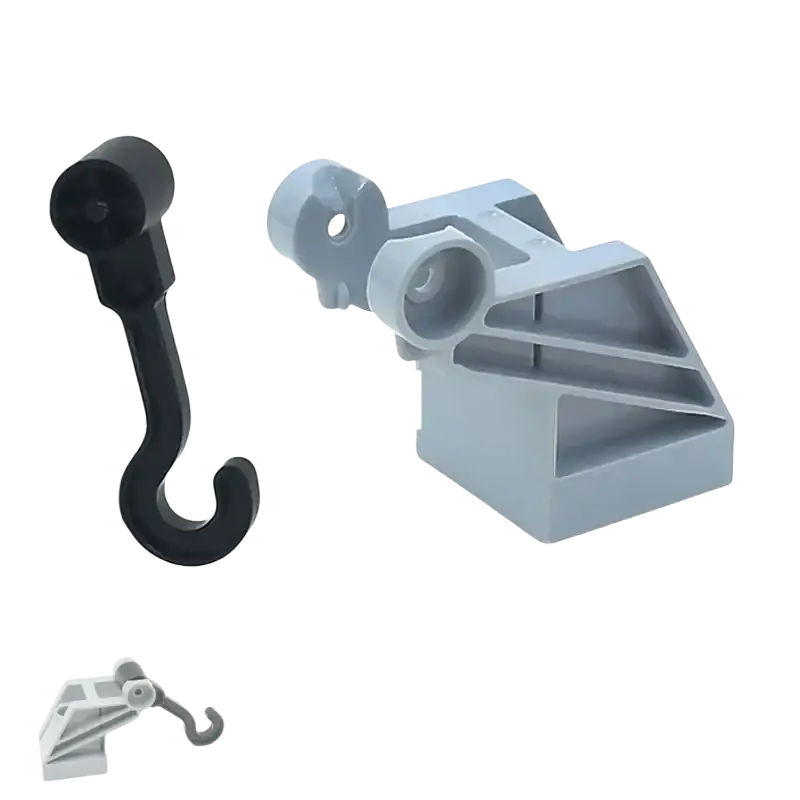 Gray plastic lego technic hook and connector set for building blocks compatible with duplo train car toys