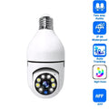 White led bulb security camera with silver screw base 1080p wifi smart hd ip66 waterproof and led array around lens