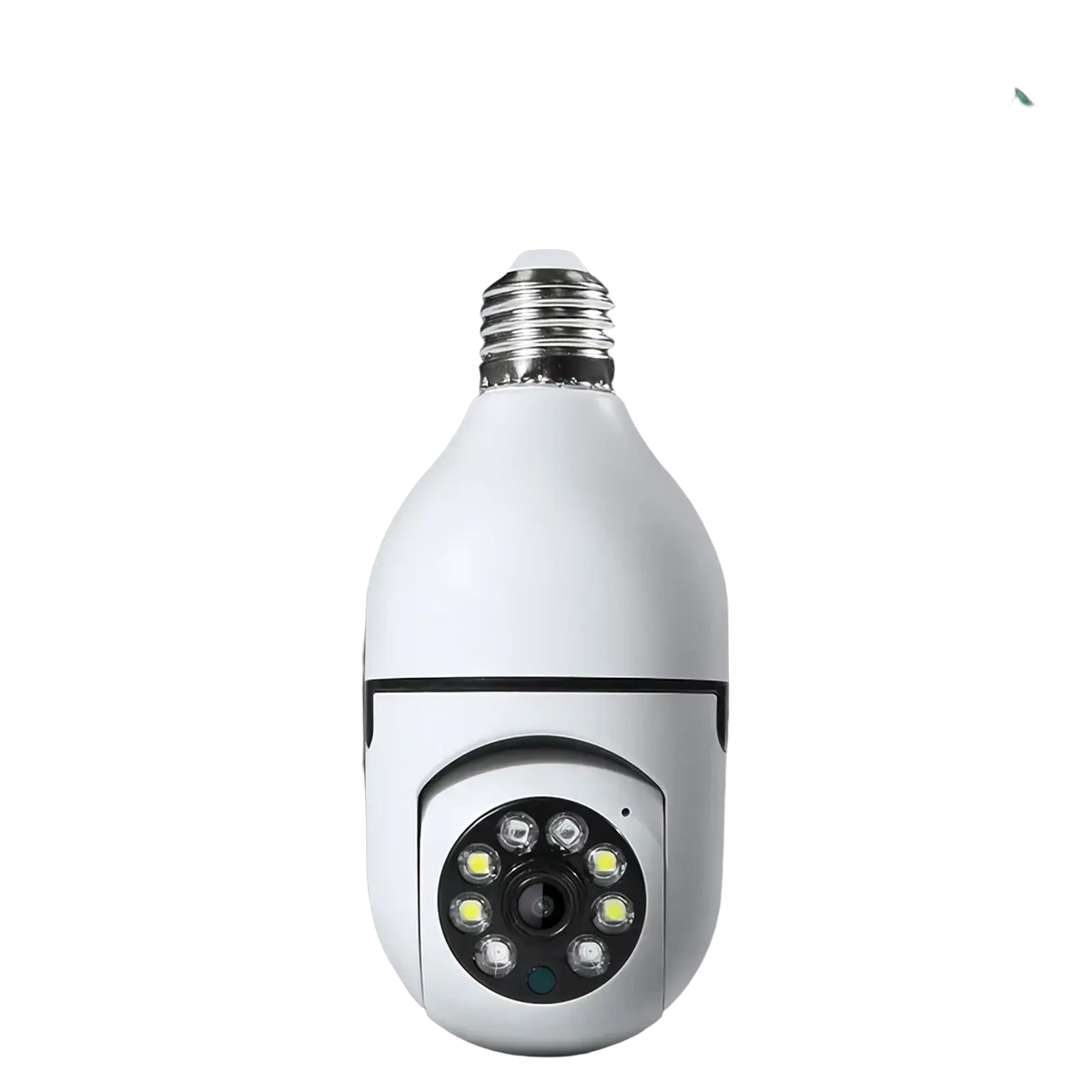 White bulb-shaped 1080p wifi smart security camera with e27 socket and led ring around the lens for home surveillance