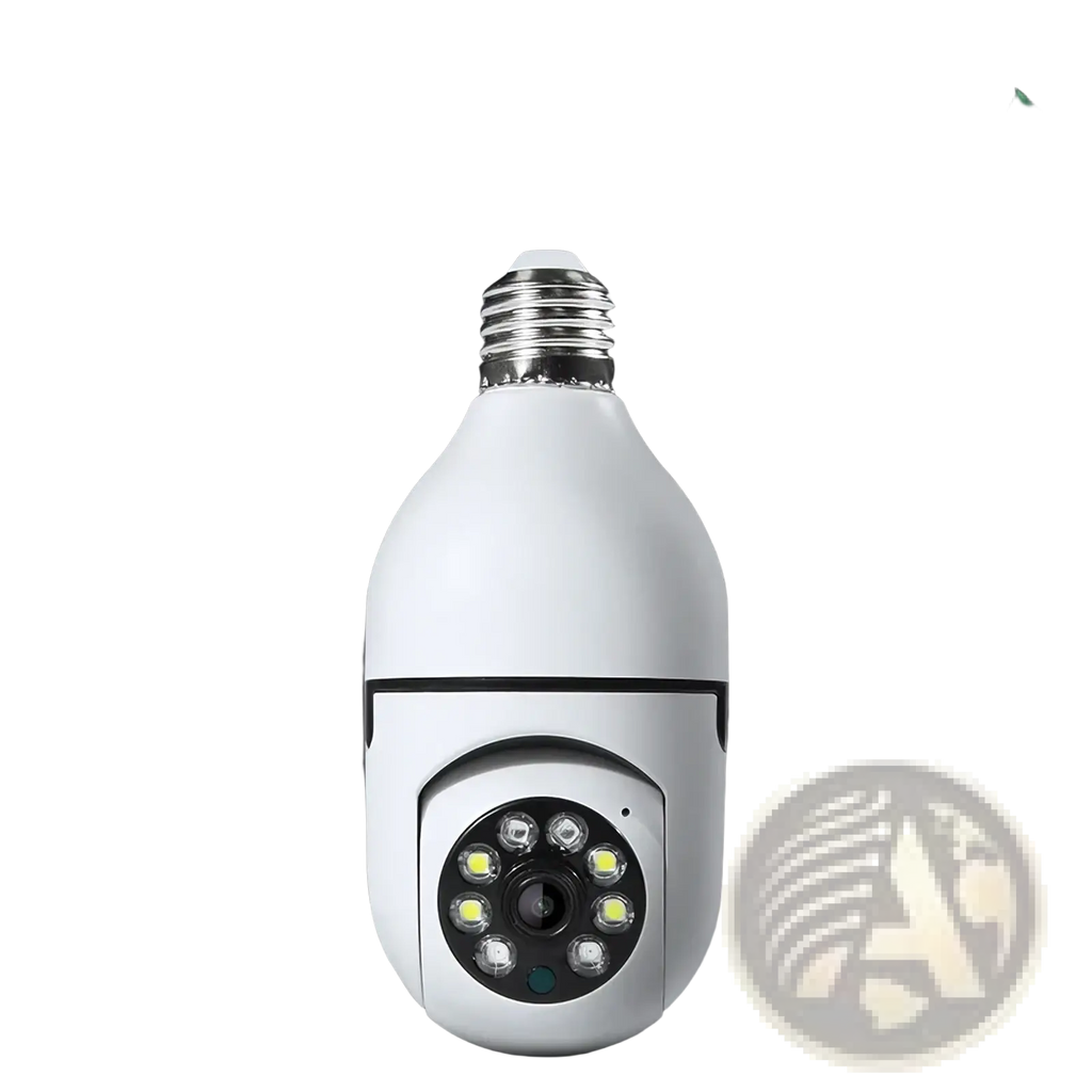 White bulb-shaped smart hd security camera with e27 socket and led lights circular array for wifi 1080p monitoring