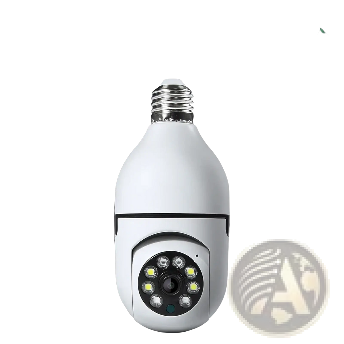 White bulb-shaped smart hd security camera with e27 socket and led lights circular array for wifi 1080p monitoring