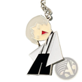 A silver-plated enamel bungo stray dogs nakajima atsushi keychain featuring a white-haired anime character