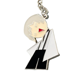 A silver-plated enamel bungo stray dogs nakajima atsushi keychain featuring a white-haired anime character