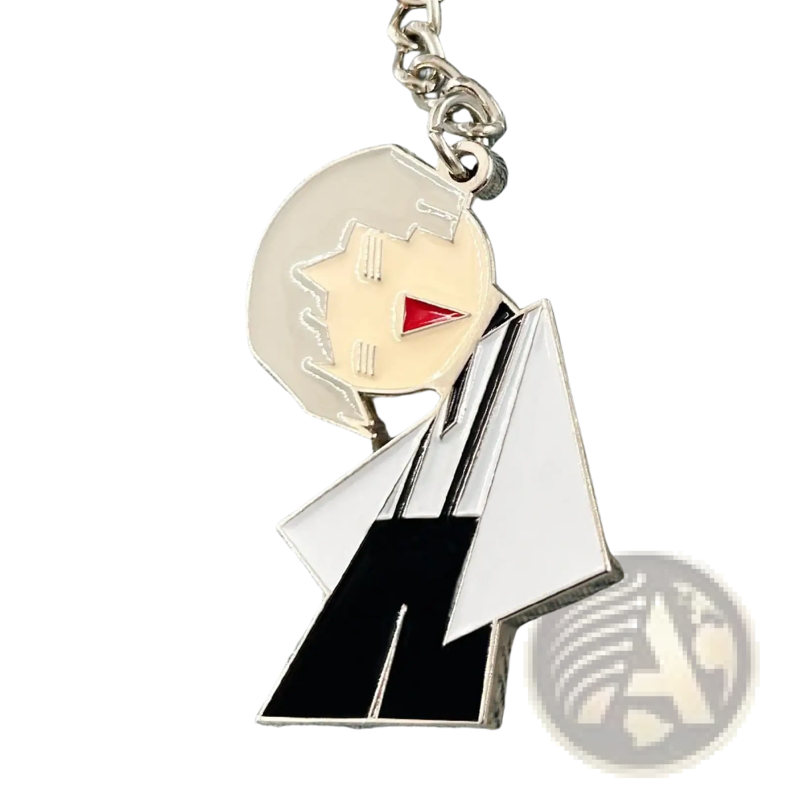 A silver-plated enamel bungo stray dogs nakajima atsushi keychain featuring a white-haired anime character