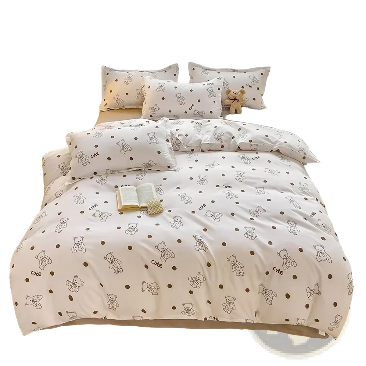 White duvet set with gray teddy bear pattern and black cute print from bunny kids bedding set queen size pink sheet