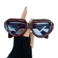 Burgundy geometric sunglasses for women and men with acetate frame and blue gradient lenses