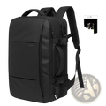Black bange business backpack waterproof large capacity laptop bag with multiple compartments and built-in usb charging port