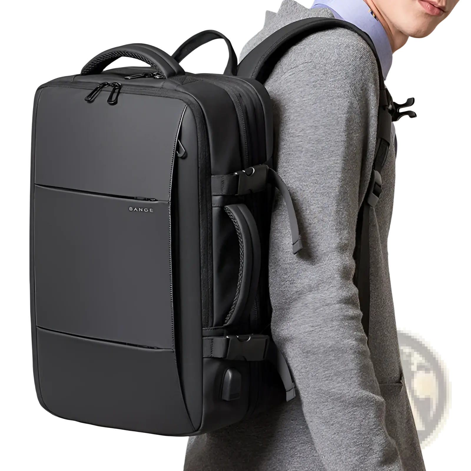 Black business backpack with sleek minimalist design waterproof large capacity laptop bag with multiple secure zippers