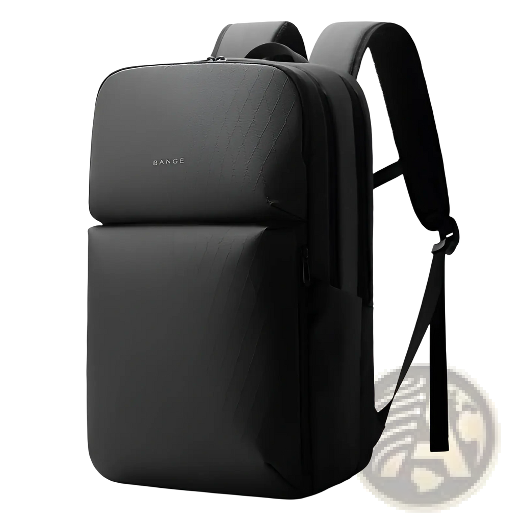 Black bange business commuter backpack with large capacity laptop bag featuring subtle textured pattern and minimalist design