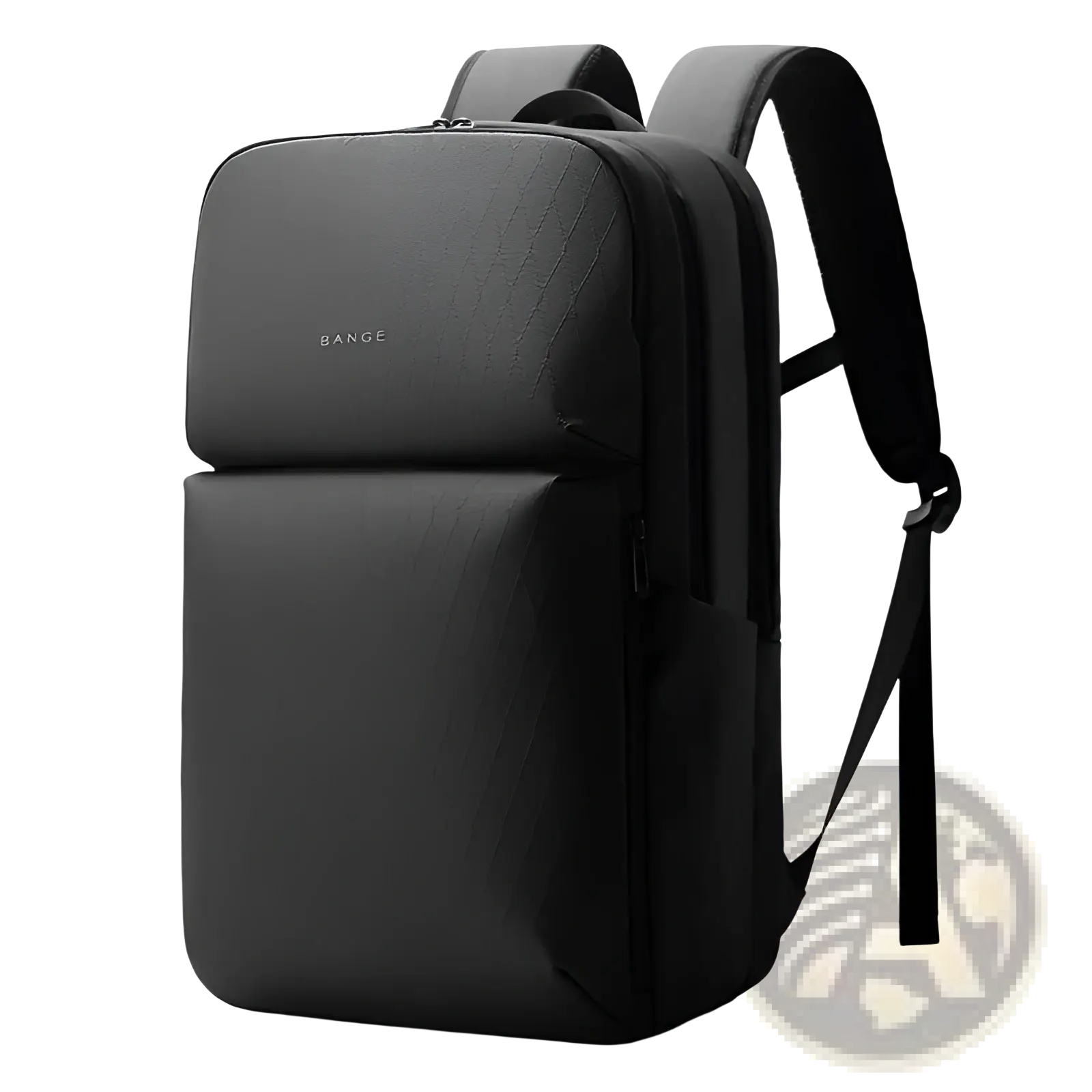 Black bange business commuter backpack with large capacity laptop bag featuring subtle textured pattern and minimalist design