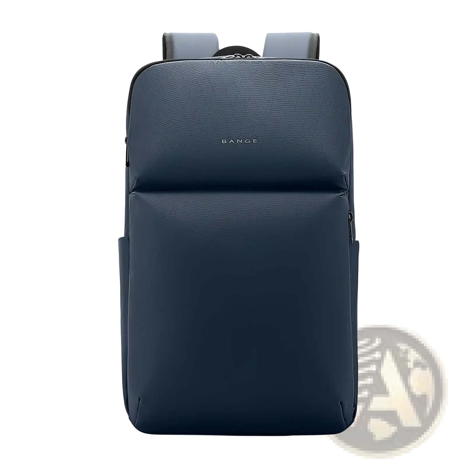 Navy blue textured large capacity business commuter laptop backpack with subtle embossed brand logo