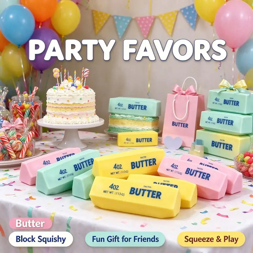 Pastel-colored butter bar sensory fidget toys in pink yellow and mint green with a squishy texture for tactile play